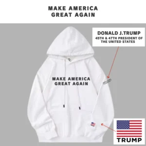 [MAGA 2025]ヘビーウェイトコットン100%パーカー[白]