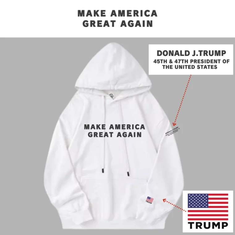 [MAGA 2025]ヘビーウェイトコットン100%パーカー[白]