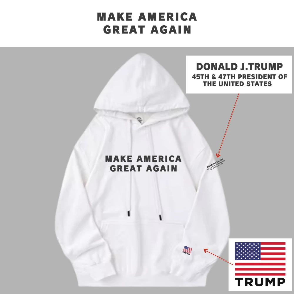 [MAGA 2025]ヘビーウェイトコットン100%パーカー[白]