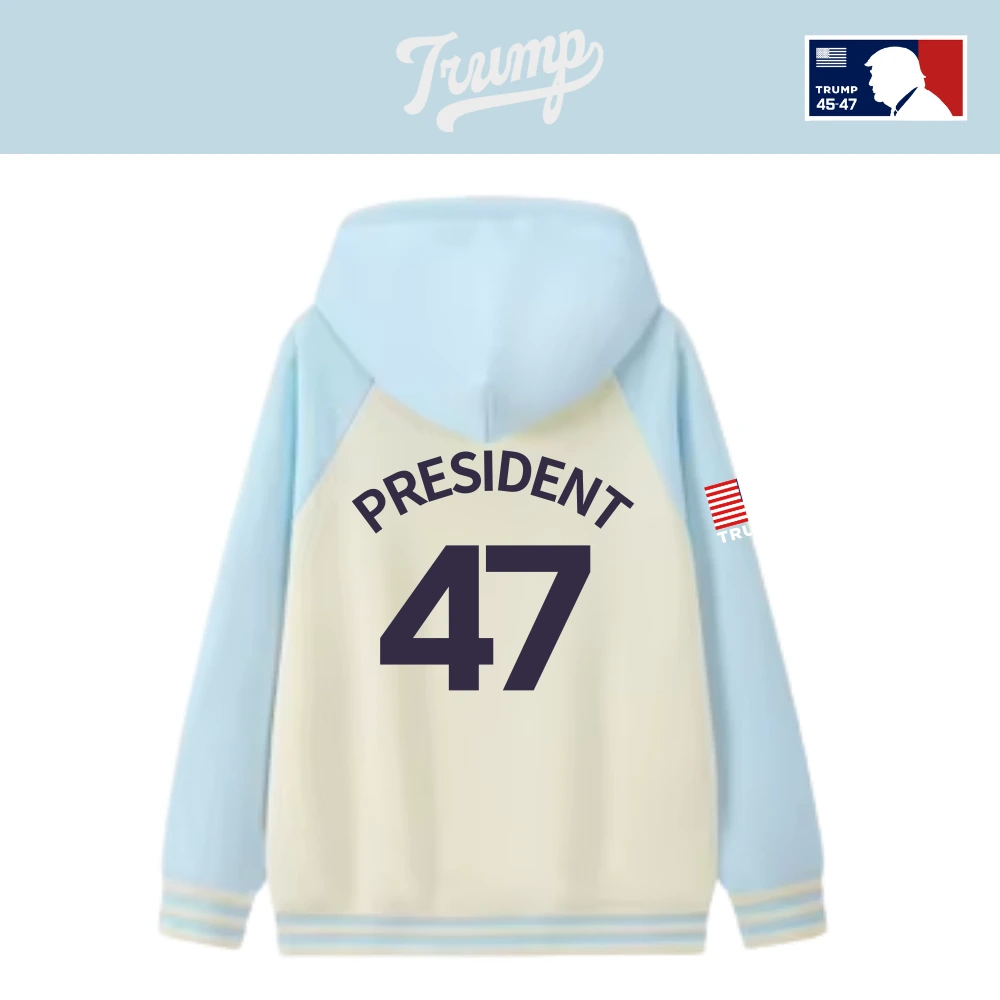 [Team TRUMP]スタジャンタイプスナップパーカー[クリーム/水色][WHHJ-01] - 画像 (2)