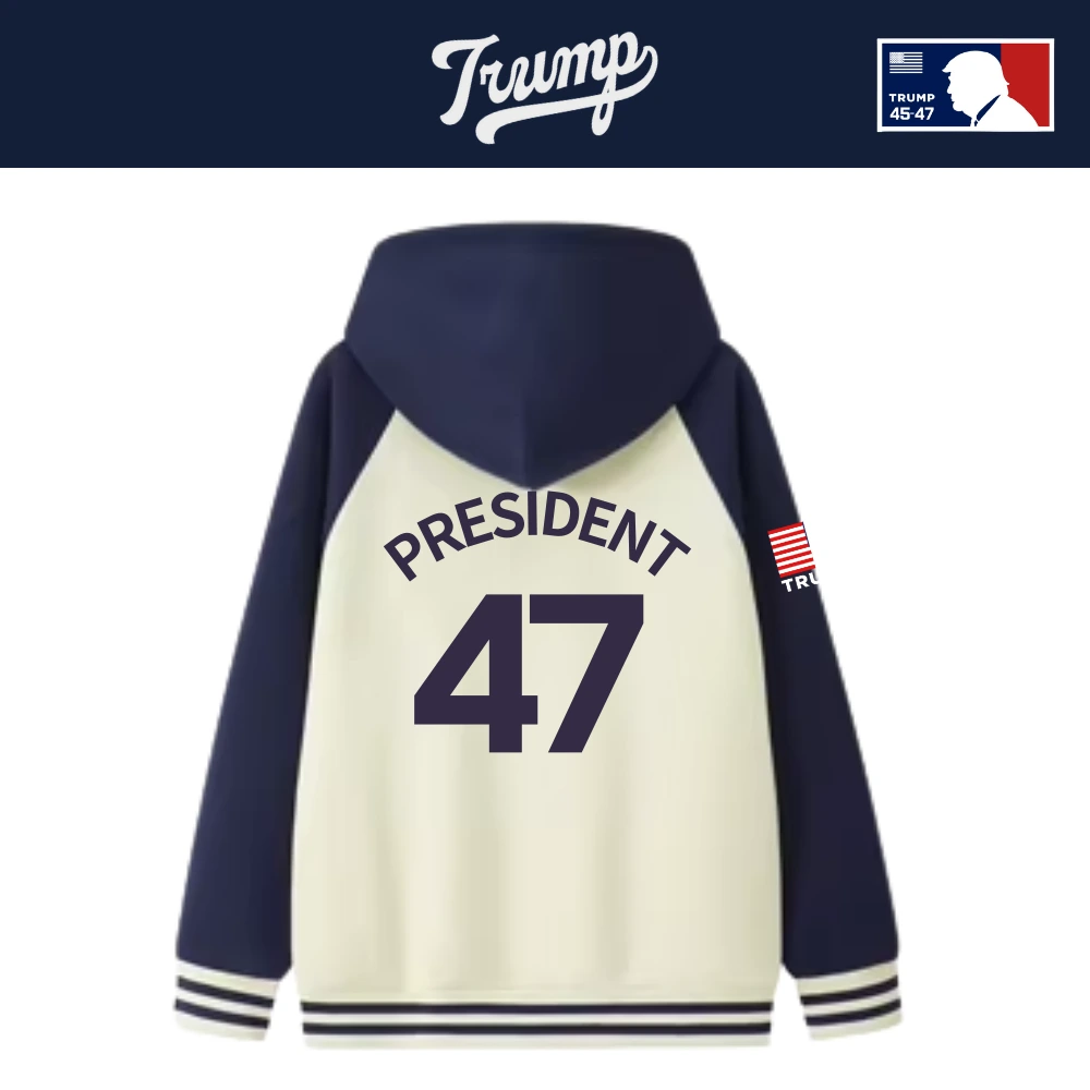 [Team TRUMP]スタジャンタイプスナップパーカー[クリーム/ネイビー][WHHJ-01] - 画像 (2)