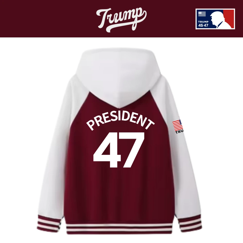 [Team TRUMP]スタジャンタイプスナップパーカー[ワインレッド/白][WHHJ-01] - 画像 (2)