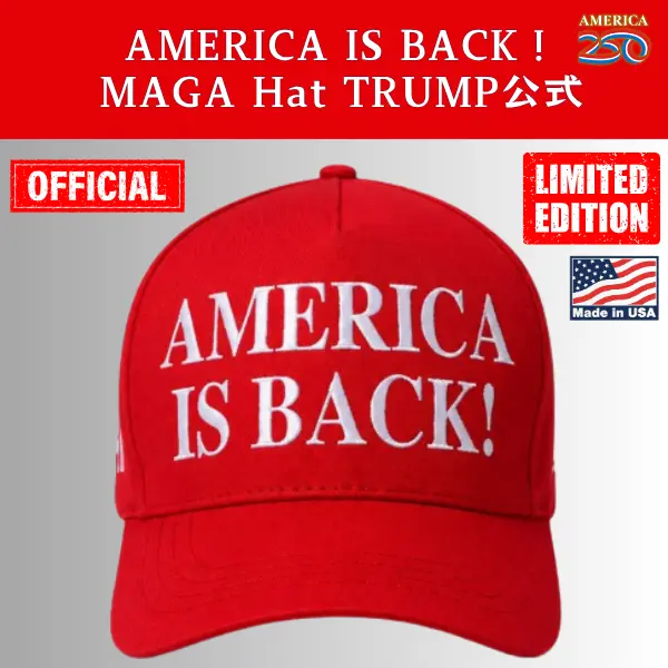 【米国発送】TRUMP公式 MAGA ハット[America is Back][赤/白][ABHT-01]