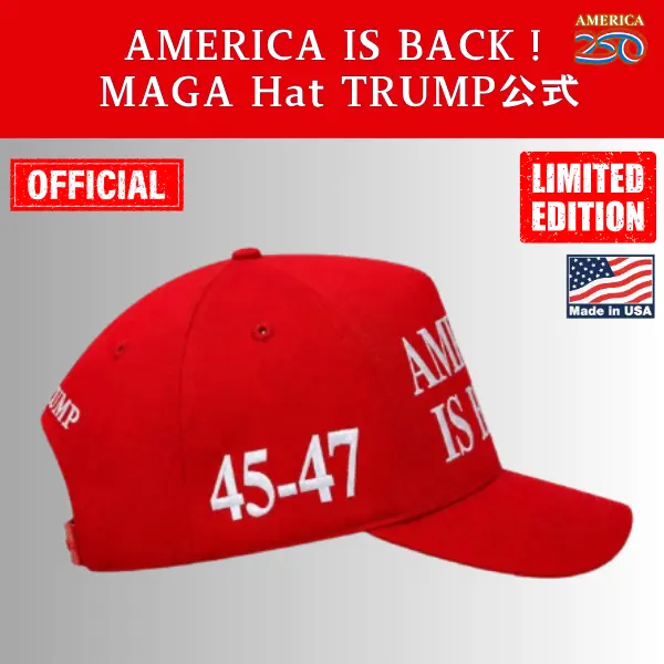 【米国発送】TRUMP公式 MAGA ハット[America is Back][赤/白][ABHT-01] - 画像 (2)