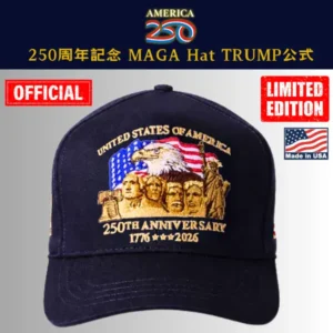 【米国発送】TRUMP公式 MAGA ハット[米国建国250周年記念][限定版][ネイビー/金][ANHT-03]