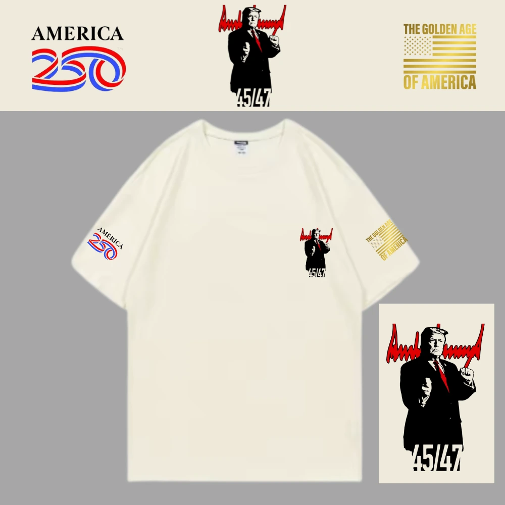 [米国独立記念日250年]USAロゴTシャツ[ベージュ][USTE-02]