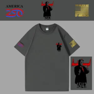 [米国独立記念日250年]USAロゴTシャツ[グレー][USTE-02]