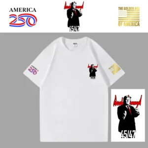 [米国独立記念日250年]USAロゴTシャツ[白][USTE-02]