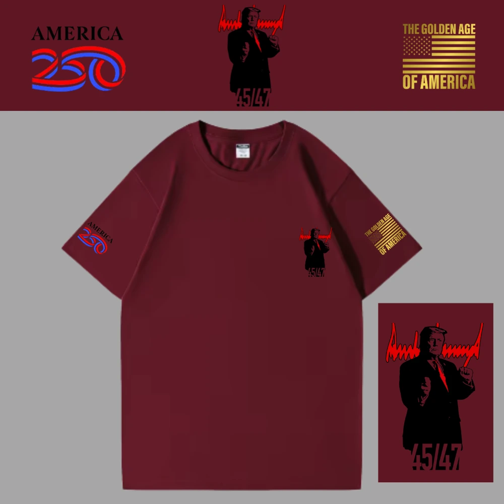 [米国独立記念日250年]USAロゴTシャツ[ワインレッド][USTE-02]