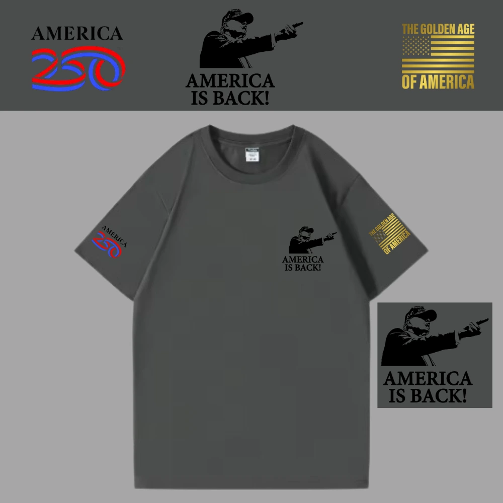 [米国独立記念日250年]USAロゴTシャツ[グレー][USTE-03]