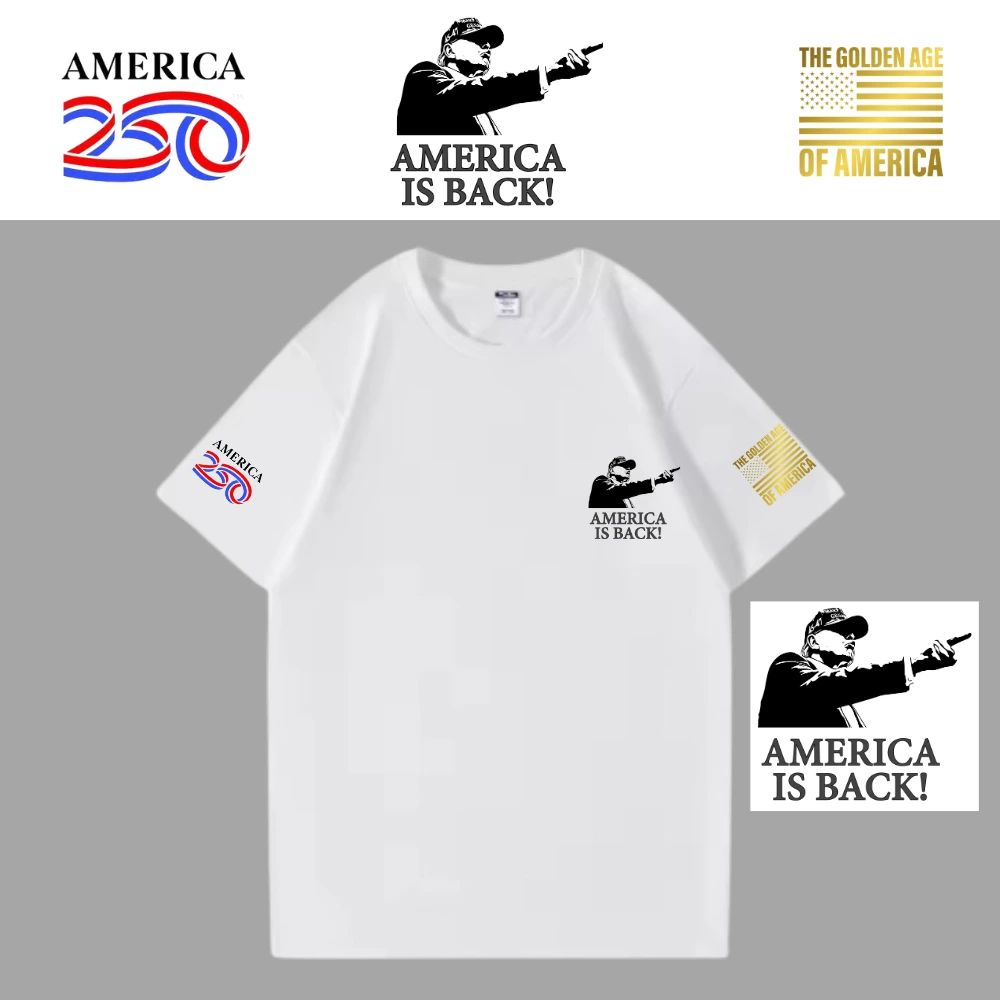 [米国独立記念日250年]USAロゴTシャツ[白][USTE-03]