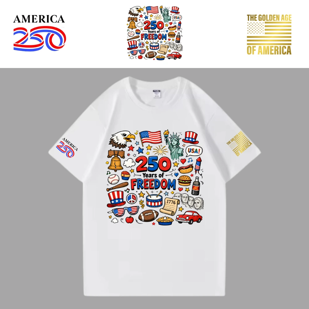 [米国独立記念日250年]USAロゴTシャツ[白][USTE-04]