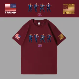 [米国独立記念日250年]USAロゴTシャツ[ワインレッド][USTE-06]