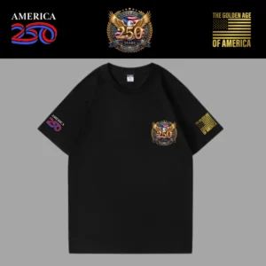 [米国独立記念日250年]USAロゴTシャツ[黒][USTE-07]