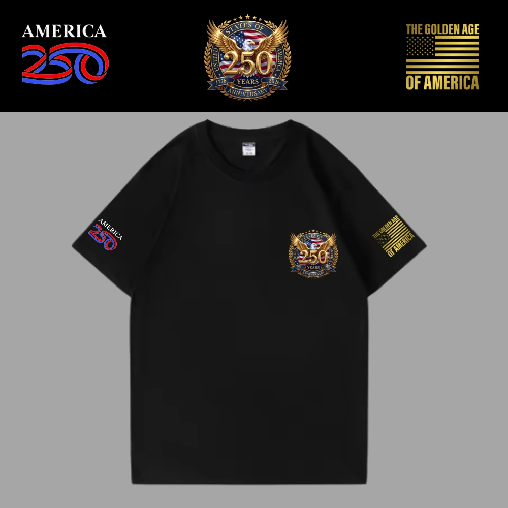 [米国独立記念日250年]USAロゴTシャツ[黒][USTE-07]