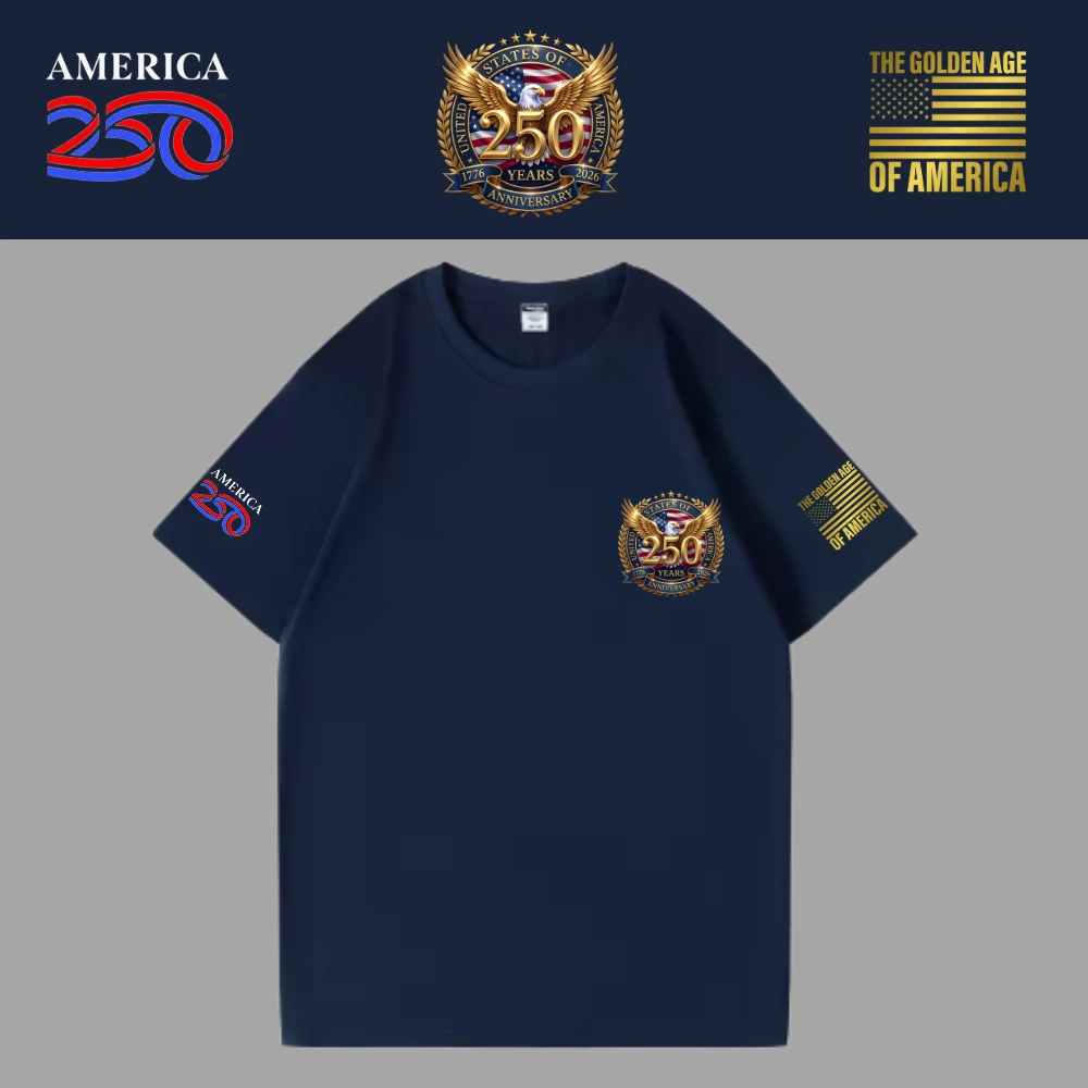 [米国独立記念日250年]USAロゴTシャツ[ネイビー][USTE-07]