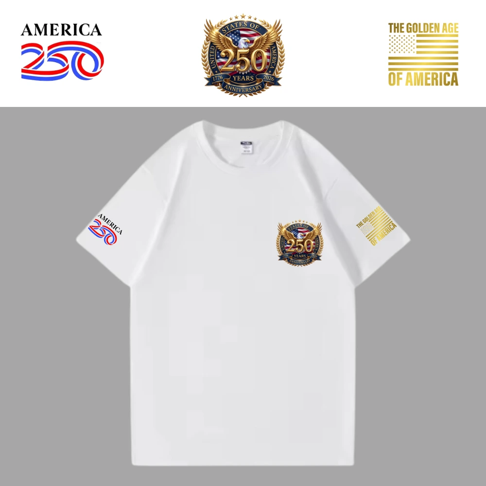 [米国独立記念日250年]USAロゴTシャツ[白][USTE-07]