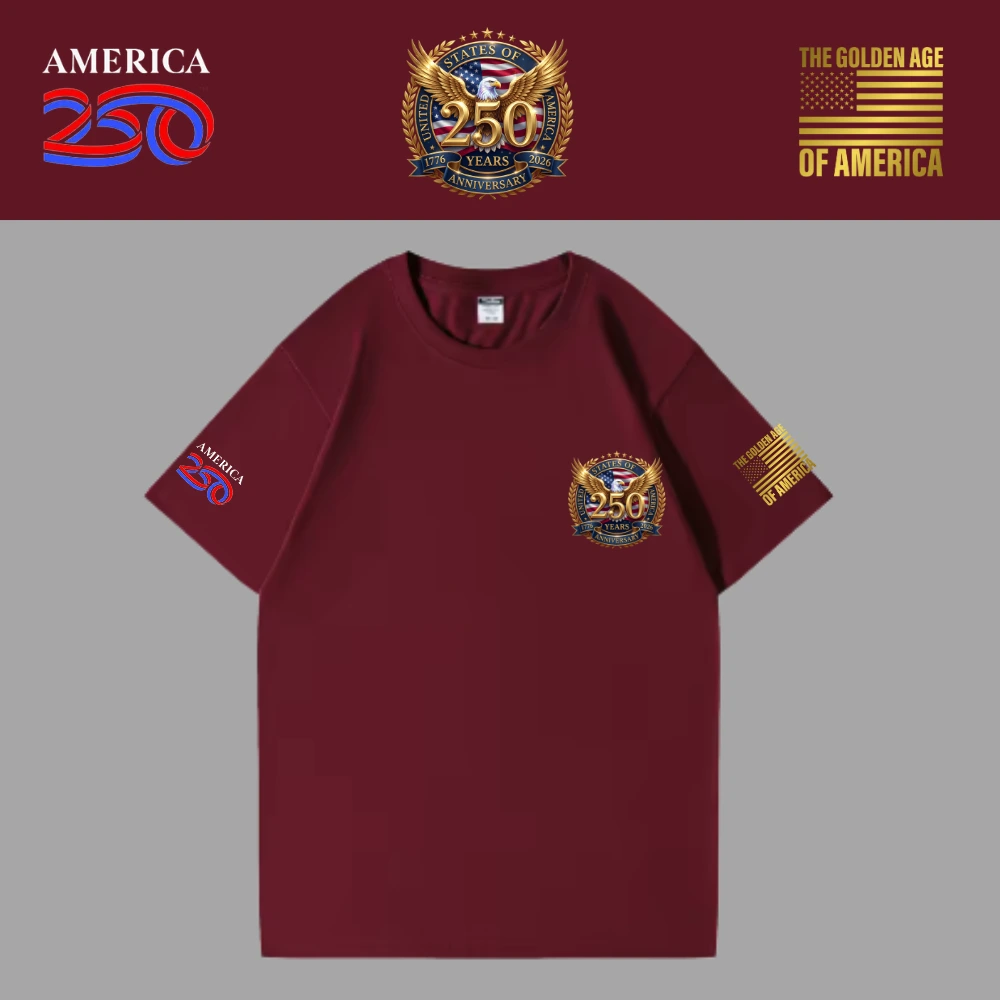 [米国独立記念日250年]USAロゴTシャツ[ワインレッド][USTE-07]
