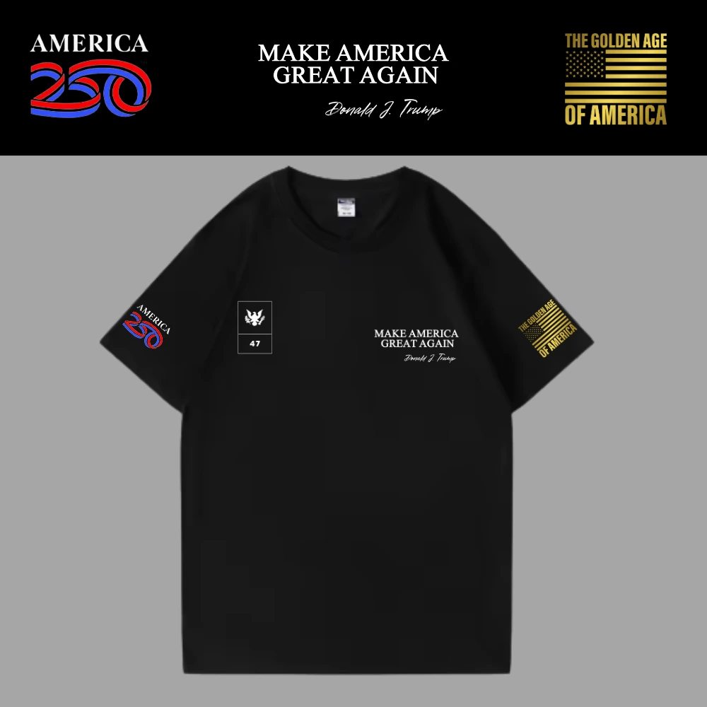 [米国独立記念日250年]USAロゴTシャツ[黒][USTE-08]