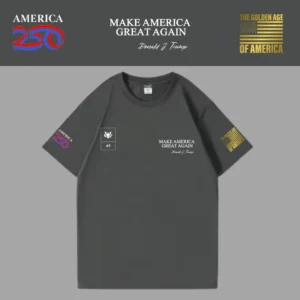 [米国独立記念日250年]USAロゴTシャツ[グレー][USTE-08]