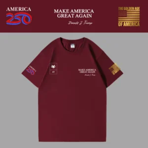 [米国独立記念日250年]USAロゴTシャツ[ワインレッド][USTE-08]